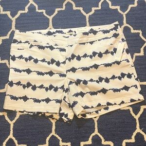 Chic Navy and White Patterned Jean Shorts